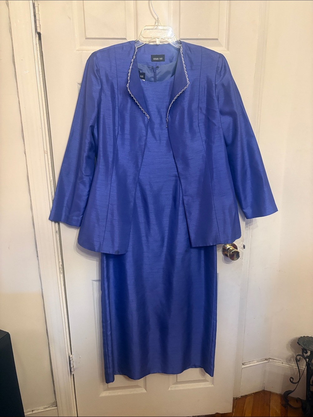 Leslie Fay Women's Royal Blue Midi Skirt Suit